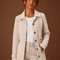 Women's Trench Coat - Mid-Length Button Front Jacket