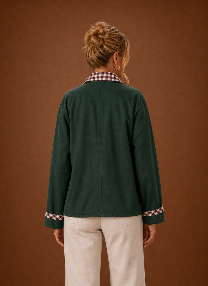 Women’s Barn Jacket - Check Collar Casual Coat