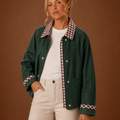 Women’s Barn Jacket - Check Collar Casual Coat