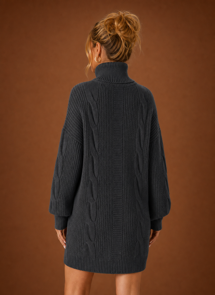 Women's Turtleneck Sweater Dress - Pullover Knit Dress