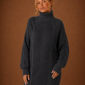 Women's Turtleneck Sweater Dress - Pullover Knit Dress