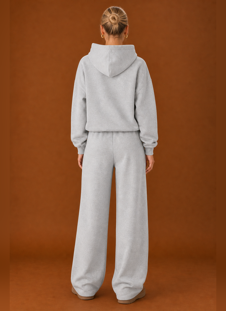 Women's Sweatsuit - Cozy Hoodie & Wide Leg Sweatpants Tracksuit Set