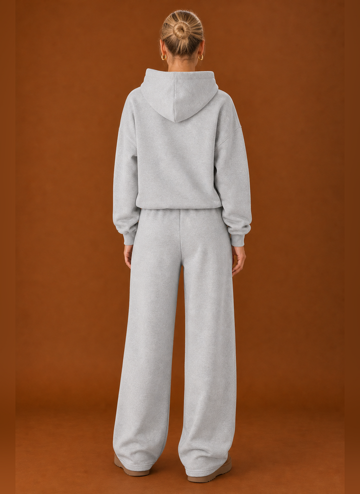 Women's Sweatsuit - Cozy Hoodie & Wide Leg Sweatpants Tracksuit Set