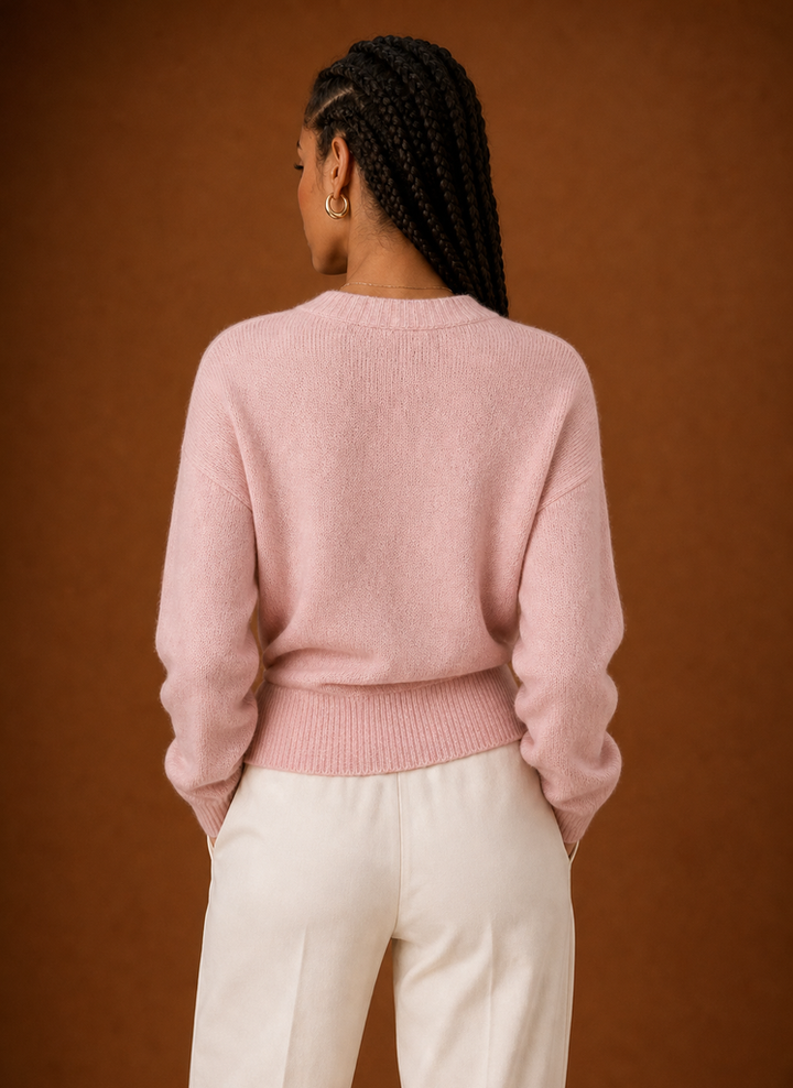 Women's Wrap Sweater - Tie Waist Cropped V-Neck Top