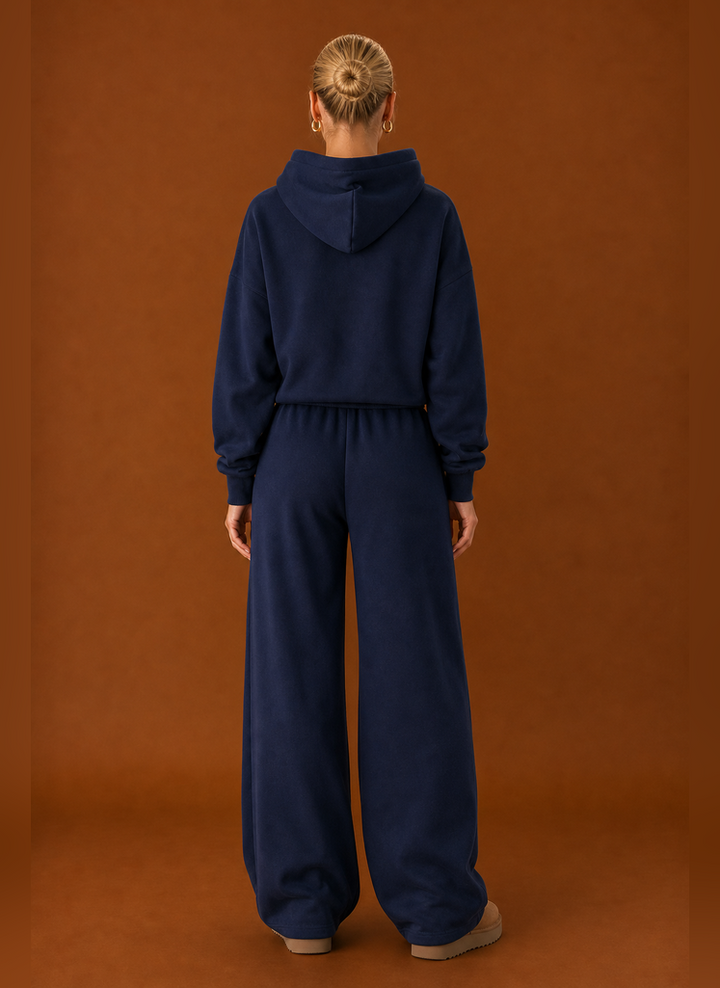Women's Sweatsuit - Cozy Hoodie & Wide Leg Sweatpants Tracksuit Set