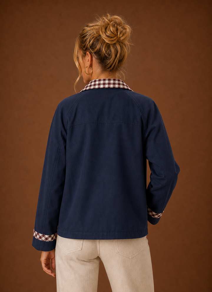 Women’s Barn Jacket - Check Collar Casual Coat