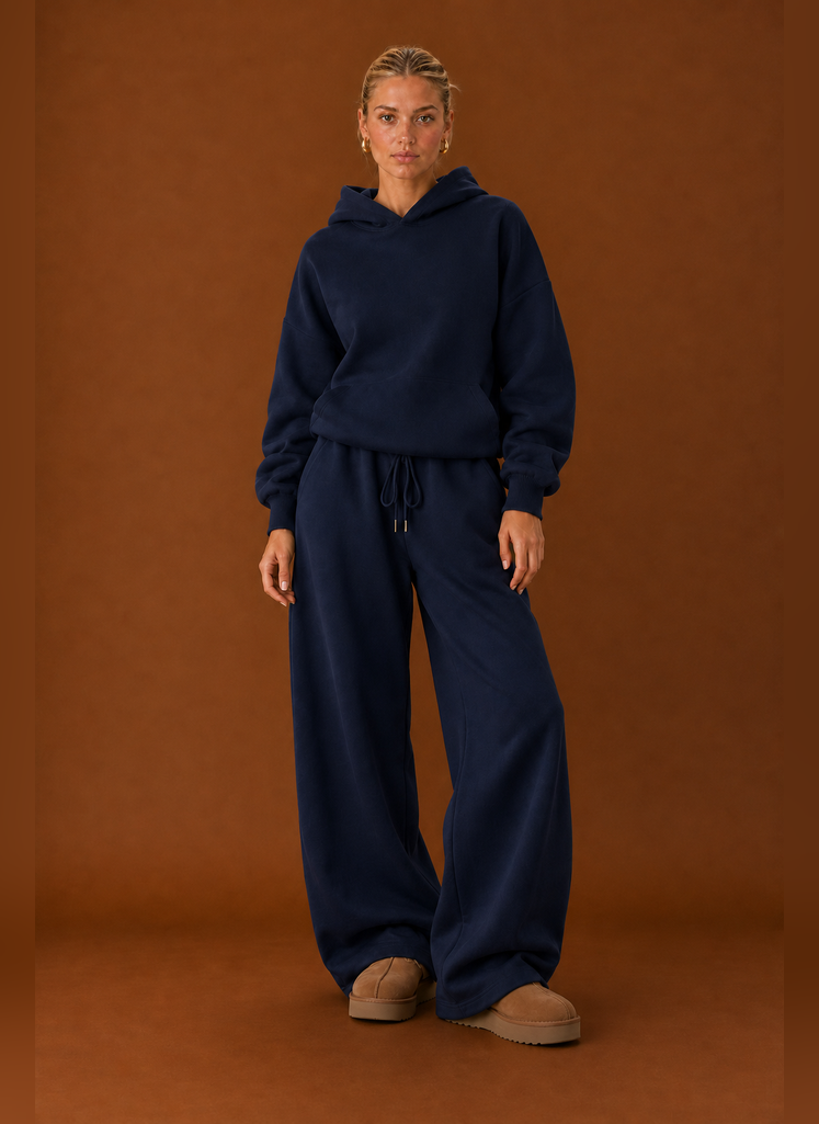 Women's Sweatsuit - Cozy Hoodie & Wide Leg Sweatpants Tracksuit Set