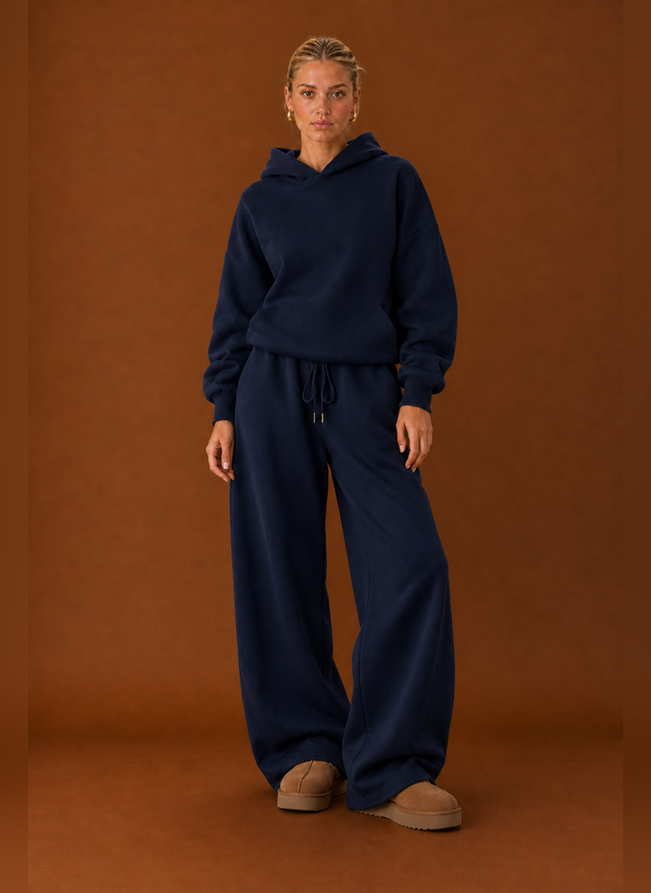 Women's Sweatsuit - Cozy Hoodie & Wide Leg Sweatpants Tracksuit Set