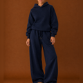 Women's Sweatsuit - Cozy Hoodie & Wide Leg Sweatpants Tracksuit Set