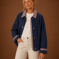 Women’s Barn Jacket - Check Collar Casual Coat