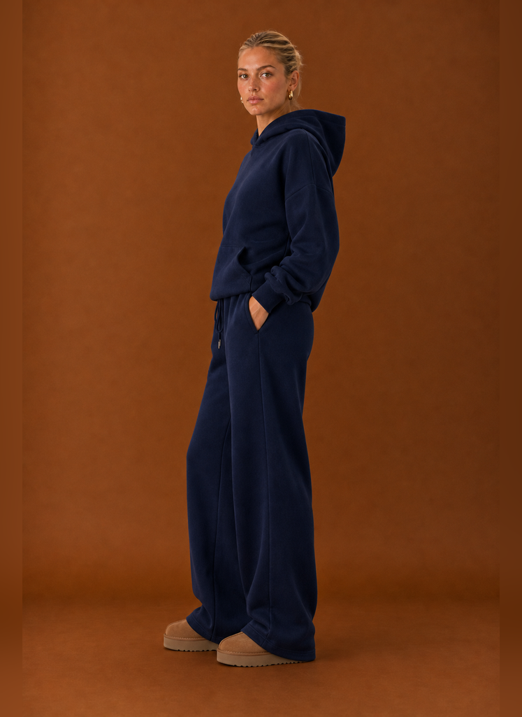 Women's Sweatsuit - Cozy Hoodie & Wide Leg Sweatpants Tracksuit Set