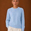 Women's Cable Knit Sweater - Crew Neck Knit Pullover