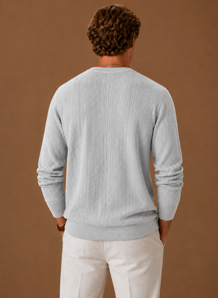 Men's Cable Knit Sweater – Crew Neck Textured Pullover