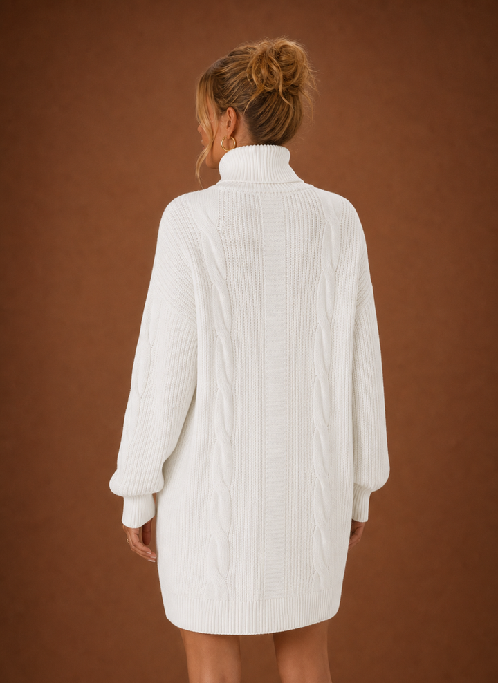 Women's Turtleneck Sweater Dress - Pullover Knit Dress