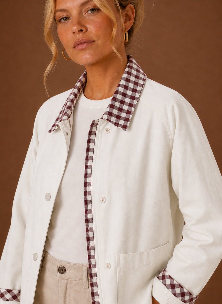 Women’s Barn Jacket - Check Collar Casual Coat
