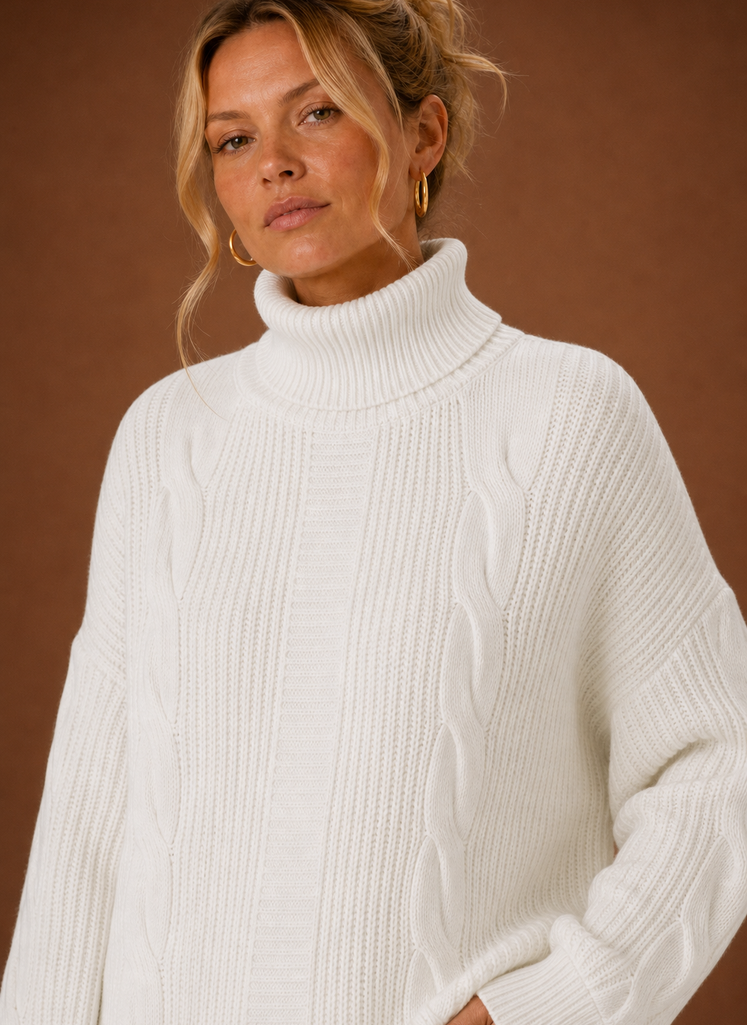 Women's Turtleneck Sweater Dress - Pullover Knit Dress