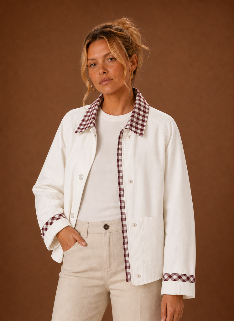 Women’s Barn Jacket - Check Collar Casual Coat