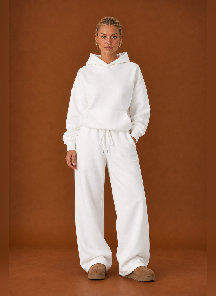 Women's Sweatsuit - Cozy Hoodie & Wide Leg Sweatpants Tracksuit Set