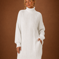 Women's Turtleneck Sweater Dress - Pullover Knit Dress
