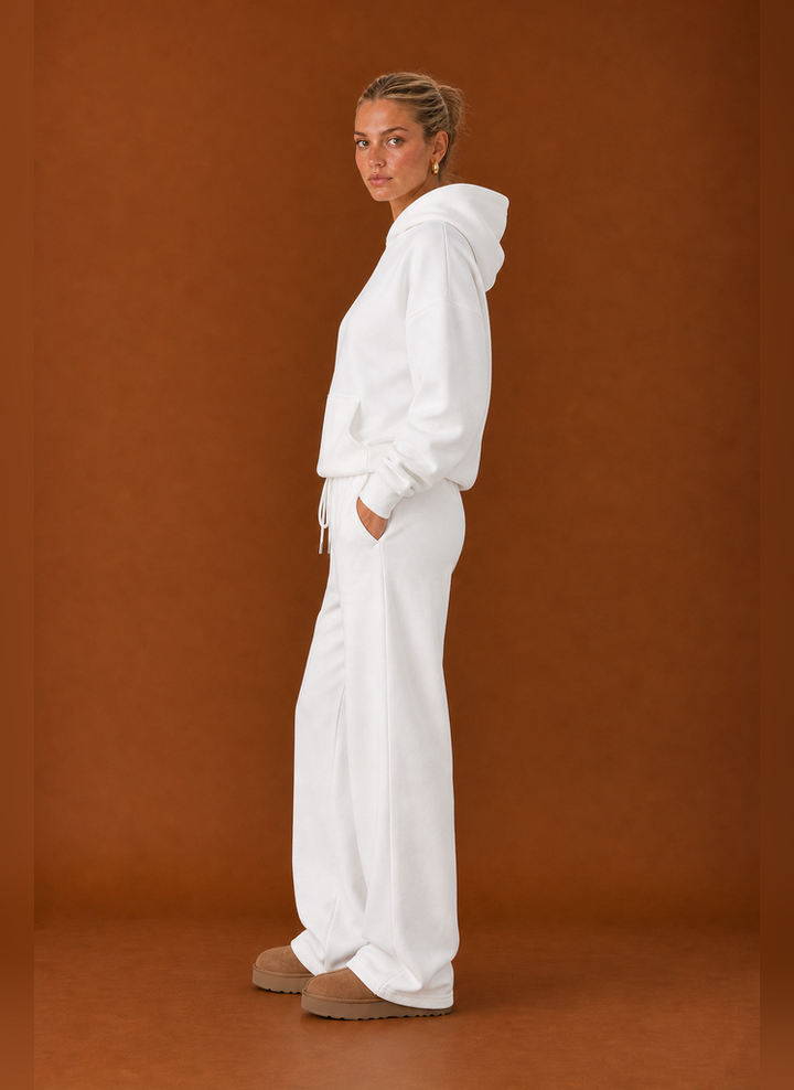 Women's Sweatsuit - Cozy Hoodie & Wide Leg Sweatpants Tracksuit Set