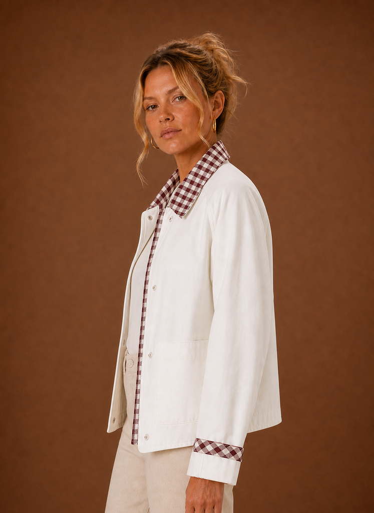 Women’s Barn Jacket - Check Collar Casual Coat
